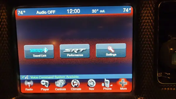 Uconnect SRT home screen